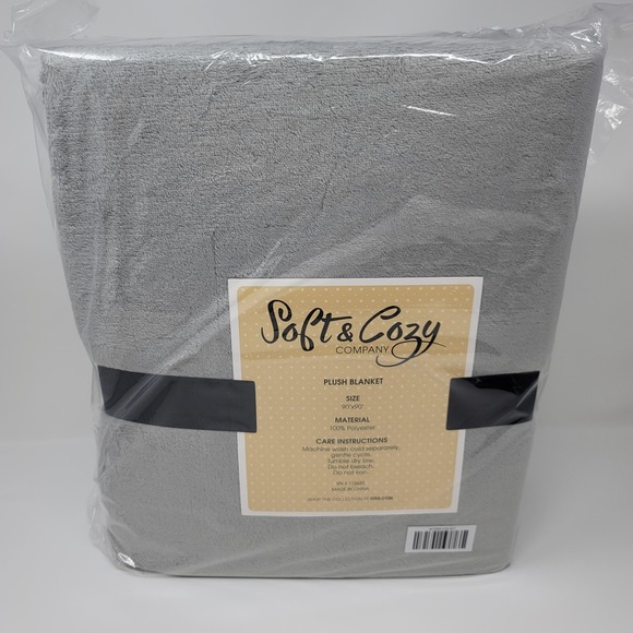 Soft & Cozy Company Other - Soft & Cozy Company Lightweight Plush Blanket 90x90 Gray Grey Soft Cozy Bedding